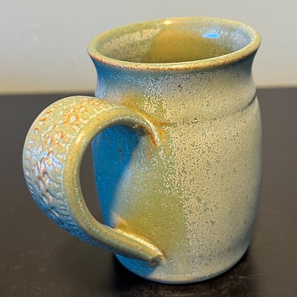 Handcrafted Hand Thrown Studio Art Pottery Mug w/ Celadon Glaze ~ Artist Signed - Picture 9 of 16